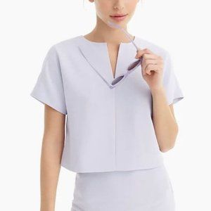 J Crew Cropped cap-sleeve top in 365 crepe